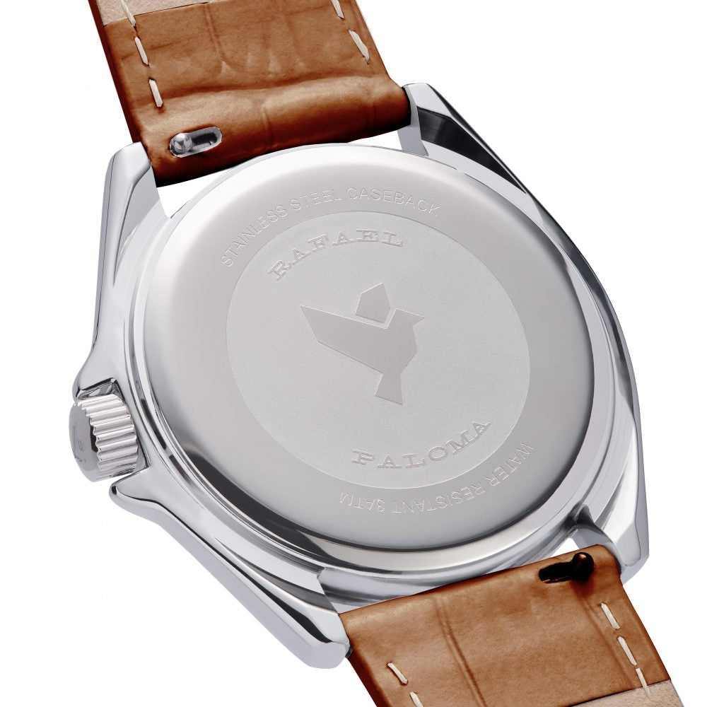 Orologio Uomo Rafael Paloma Acciaio Pelle Marrone Verde Data ORP007001